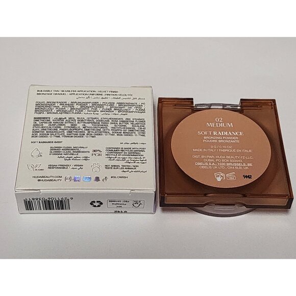 Huda Beauty Glowish Soft Radiance Bronzing Powder Travel 02 MEDIUM 3g .1oz - Picture 2 of 3